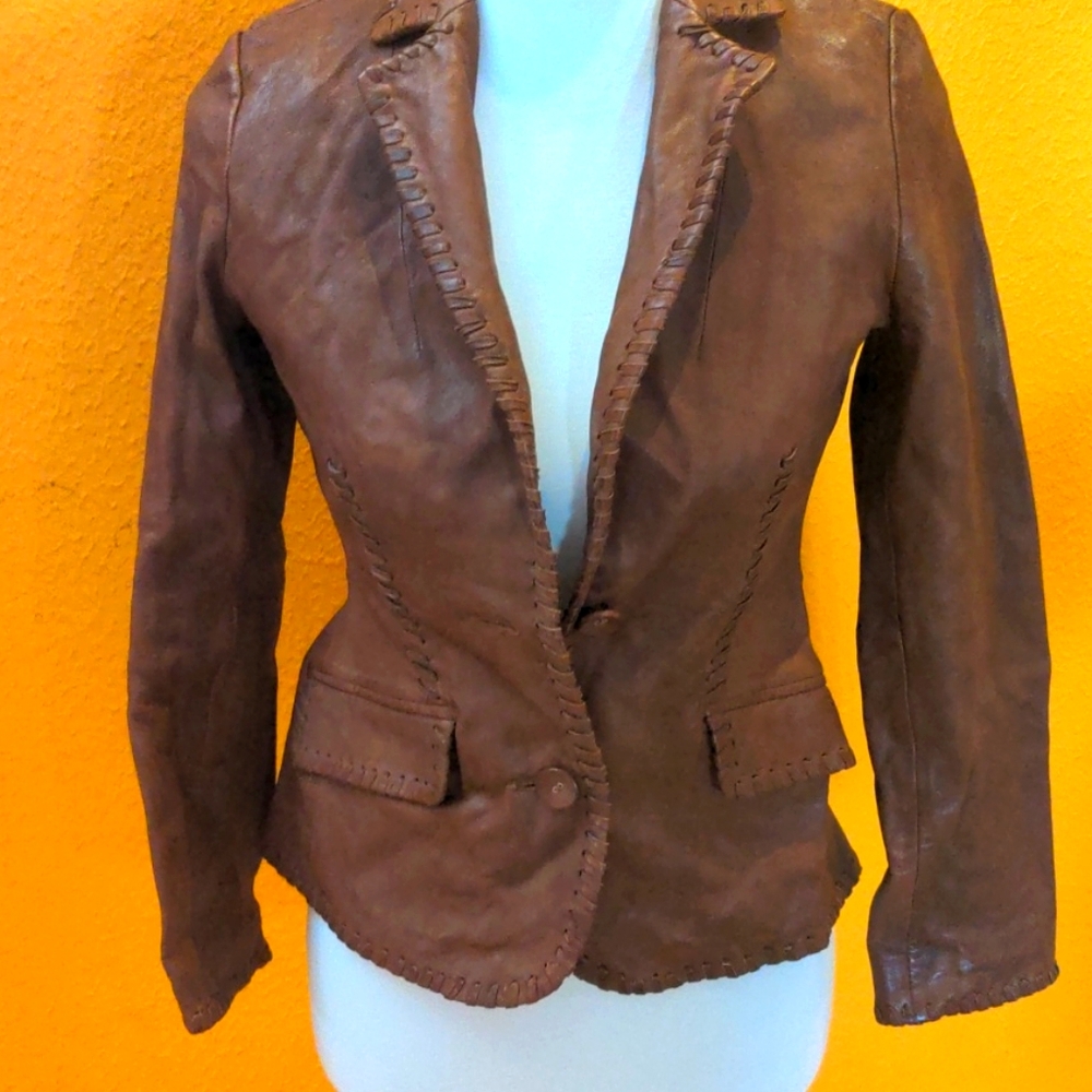 leather blazer by banana republic